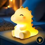 Luce notturna dinosauro Mewaii gialla in silicone, vista frontale