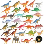 32 mini dinosauri DERAYEE colorati disposti in gruppo