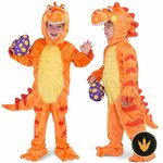 Costume T-Rex arancione Spooktacular Creations per bambino con cappuccio a forma di testa