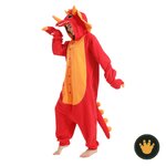 Kigurumi Triceratopo rosso dressfan per adulti con corna sul cappuccio