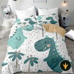Copripiumino dinosauri Morbuy blu con due federe