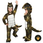 Costume T-Rex grigio AYBUY per bambino con cappuccio a testa di dinosauro