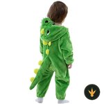 Costume dinosauro verde LOLANTA in pile per bambino piccolo con cappuccio