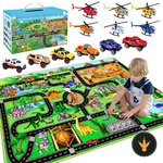 Tappeto gioco dinosauri DINSUMRUG con elicotteri e pickup