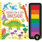 Copertina del libro Usborne Dinosauri da colorare con le dita, con tampone