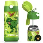 Borraccia termica Jarlson Charli con dinosauri e cannuccia