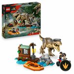 LEGO Jurassic World Fuga sul fiume dal T. rex 76975, confezione e set montato