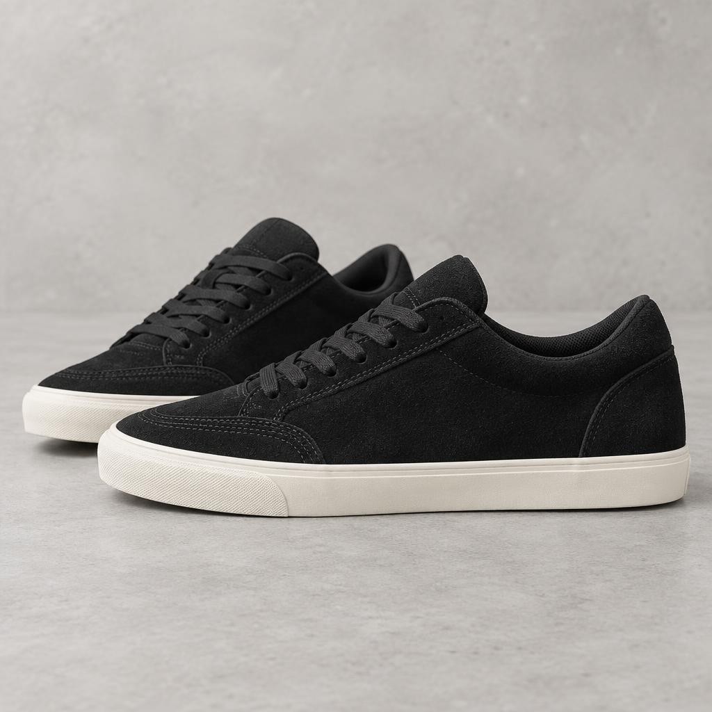 Sneakers skate basses Ollie Lo en suède noir, semelle vulcanisée