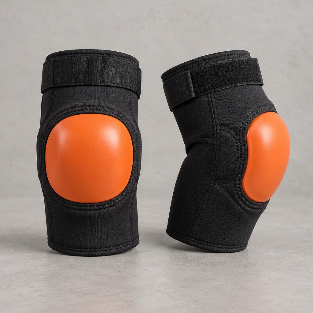 Paire de coudières en néoprène noir, coque orange