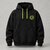 Hoodie noir Respawn, cordons vert acide et emblème brodé sur la poitrine