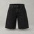 Short en denim noir, coupe large longueur genou