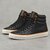 Sneakers skate montantes Bowl Hi, cuir noir et détails orange cône