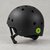 Casque de skate bol noir mat, aérations et emblème vert acide
