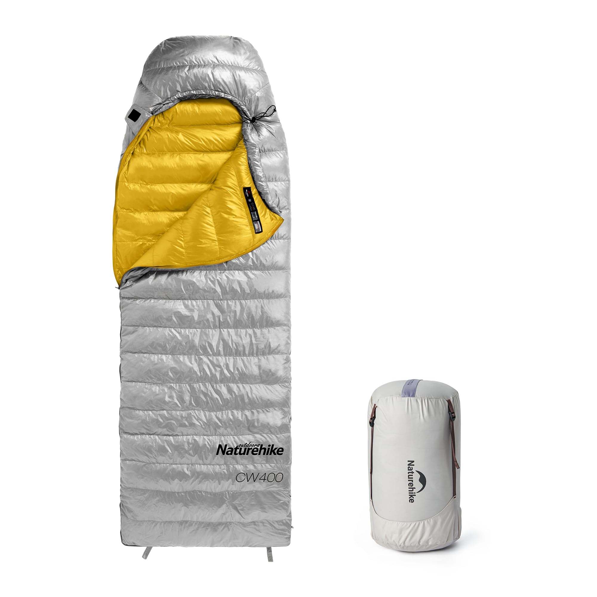 Sacco a pelo in piuma Naturehike CW grigio a busta