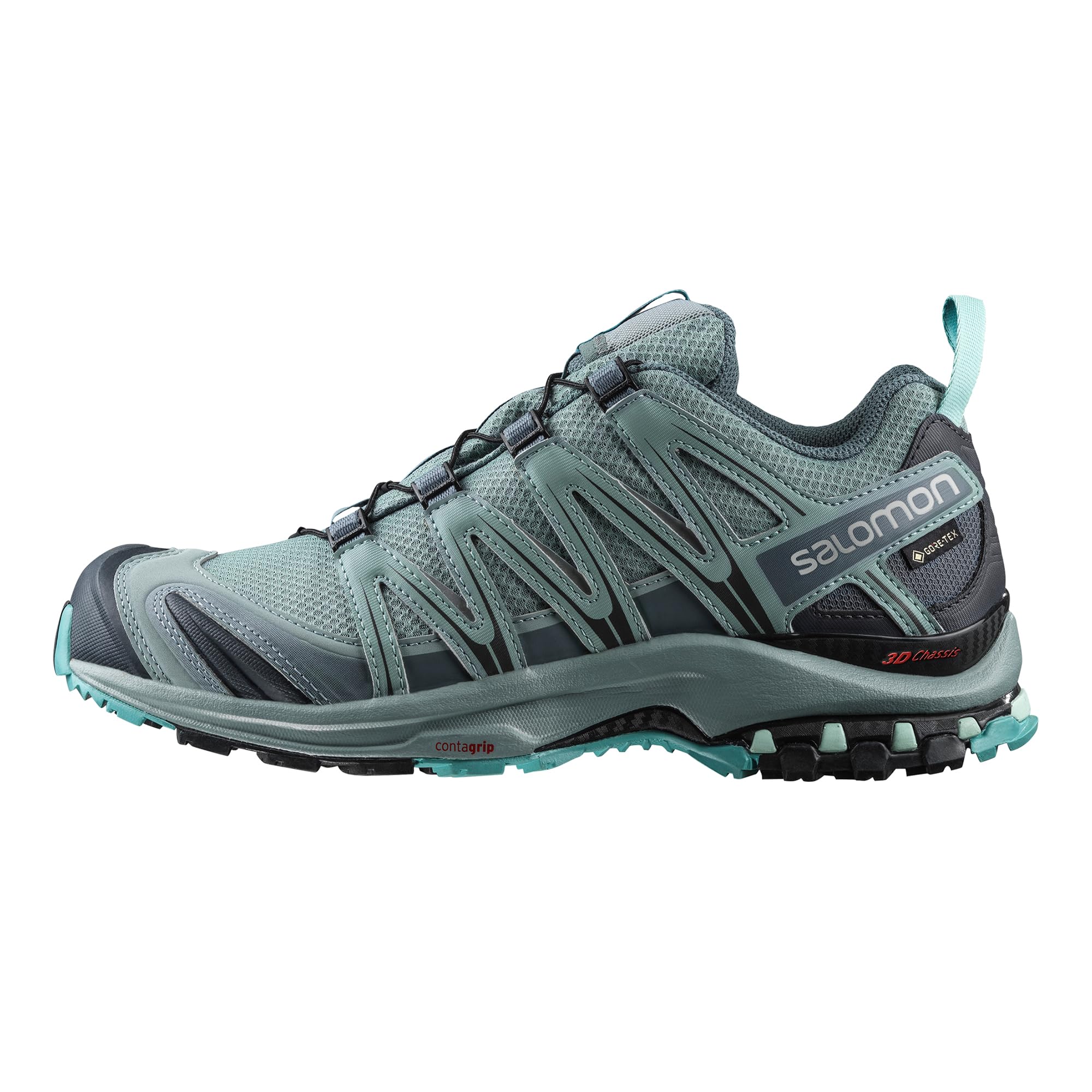Scarpa da trail running donna Salomon XA Pro 3D Gore-Tex grigio verde vista di lato