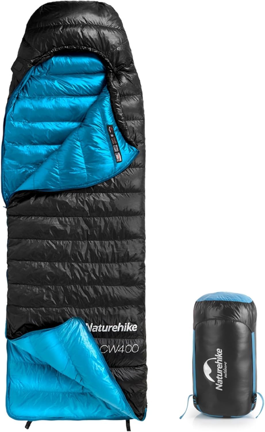 Sacco a pelo in piuma Naturehike 650 FP nero a mummia