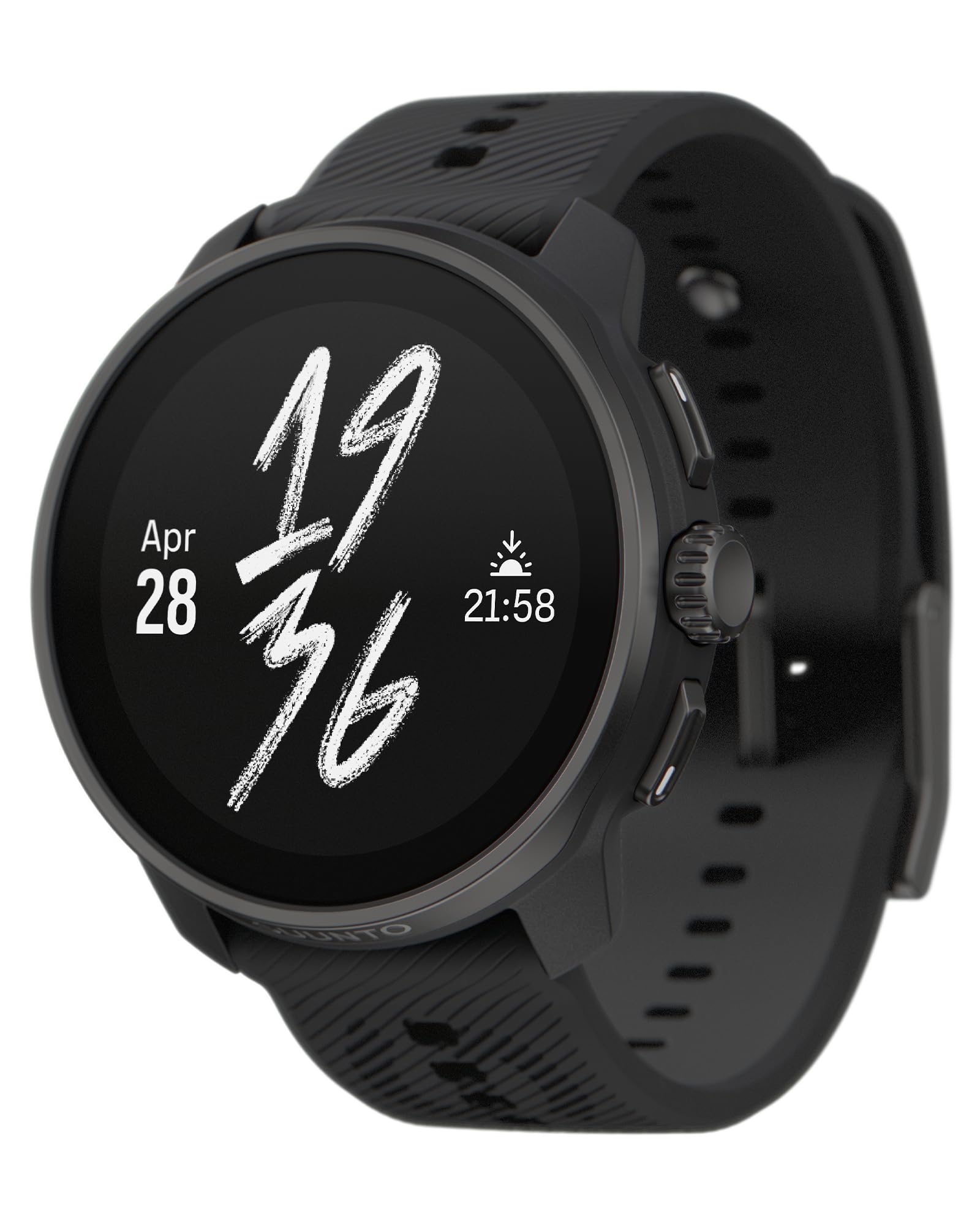 Orologio GPS running Suunto Race S nero visto di fronte