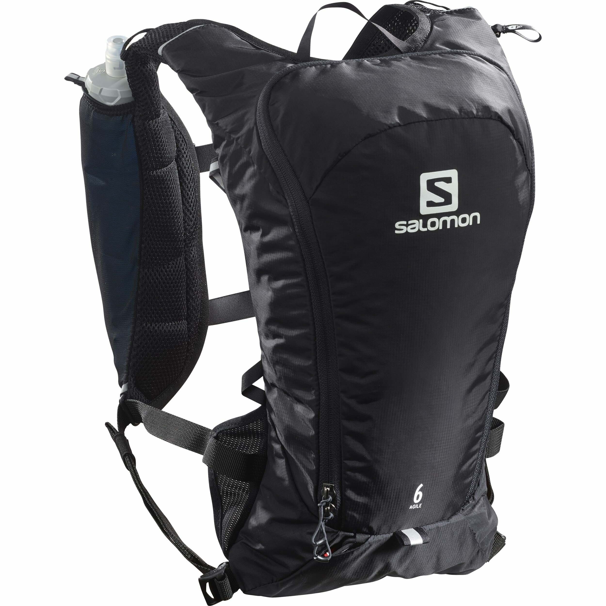 Zaino trail running Salomon Agile 6 nero visto di tre quarti