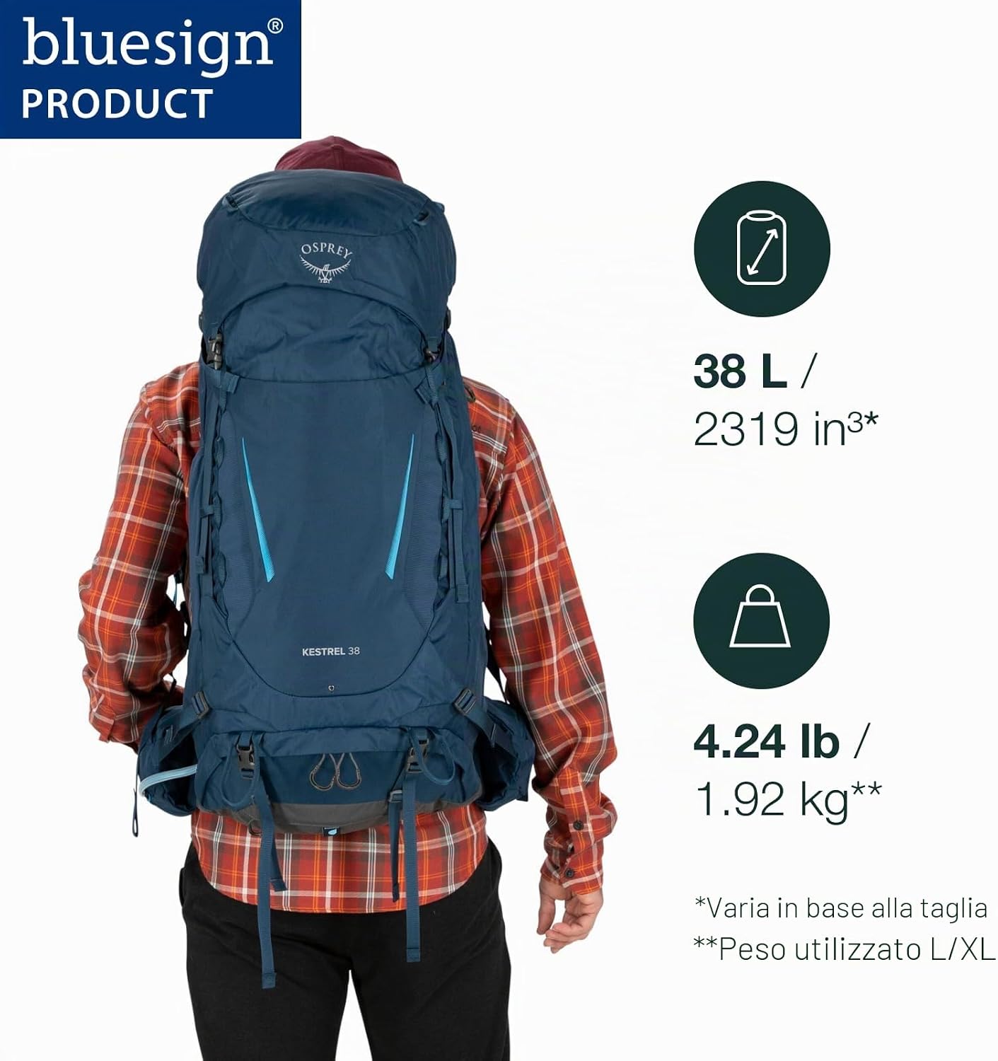Zaino Osprey Kestrel 38 da unaltra angolazione