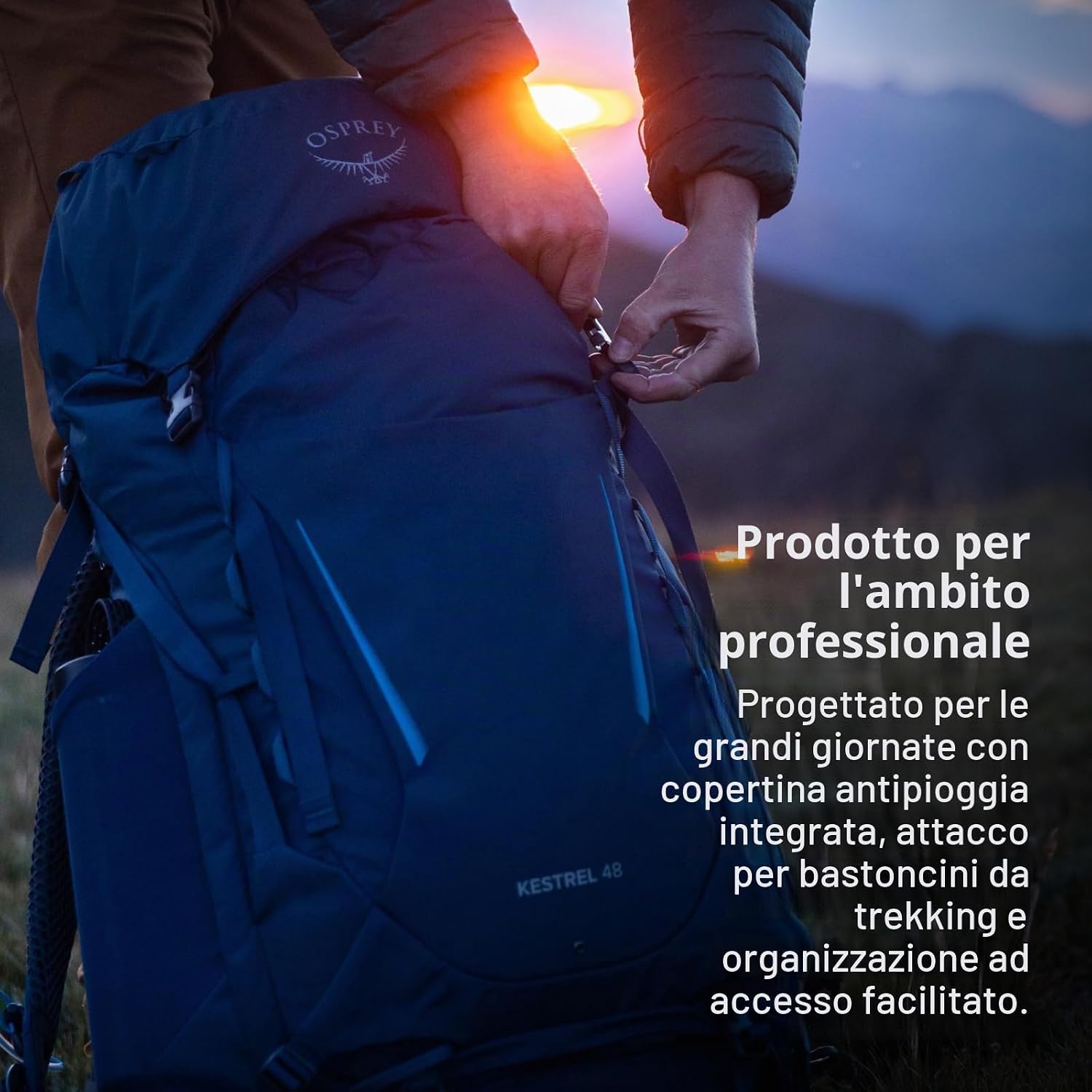 Particolare dello zaino da trekking Osprey Kestrel