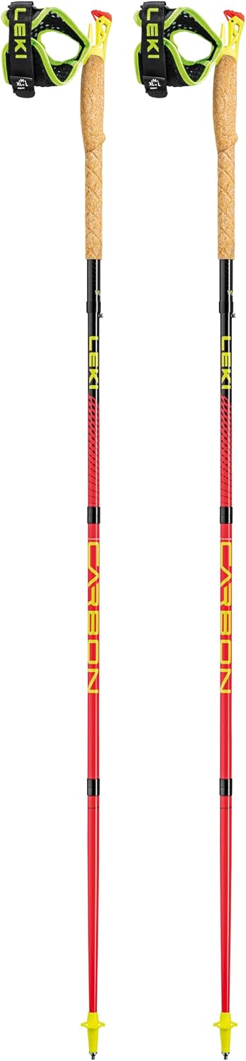 Coppia di bastoncini LEKI Ultratrail FX.One rossi con impugnatura in sughero