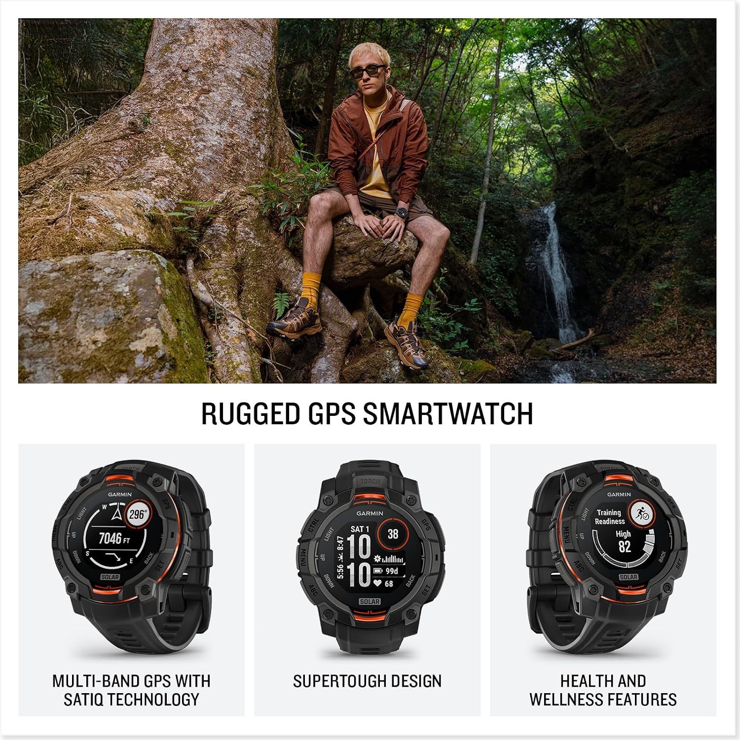 Garmin Instinct 3 Solar da unaltra angolazione