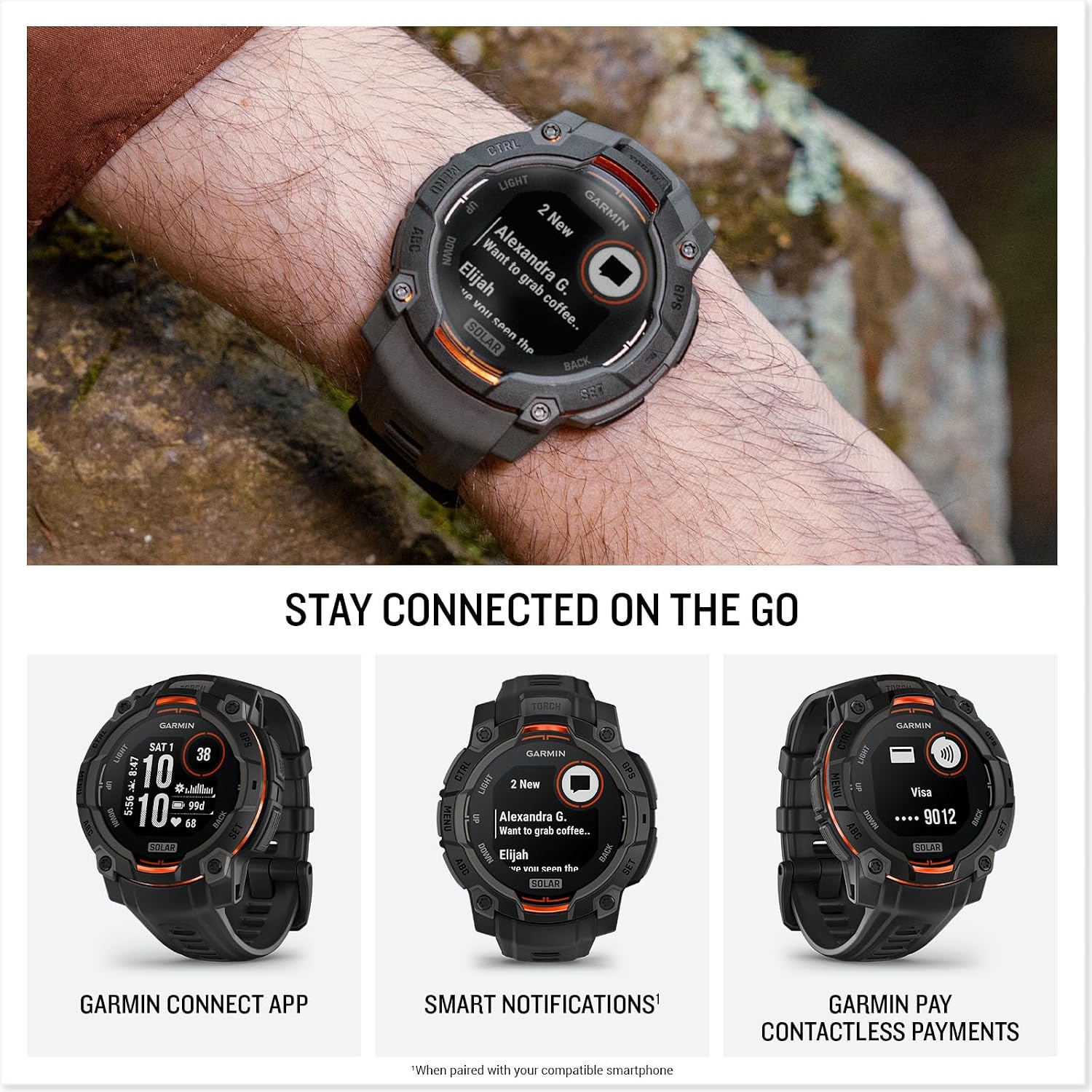 Garmin Instinct 3 Solar 45 mm, vista aggiuntiva