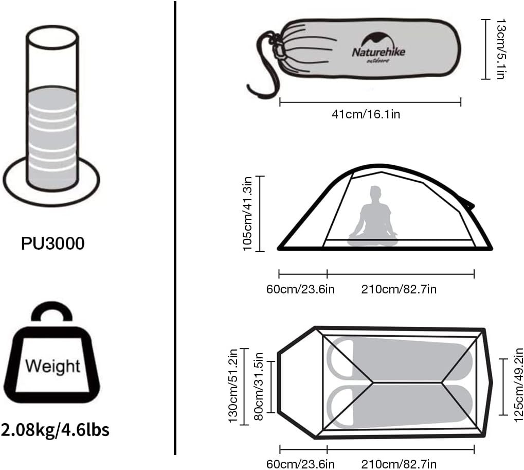 Tenda Naturehike Cloud Up 2, dettaglio della struttura