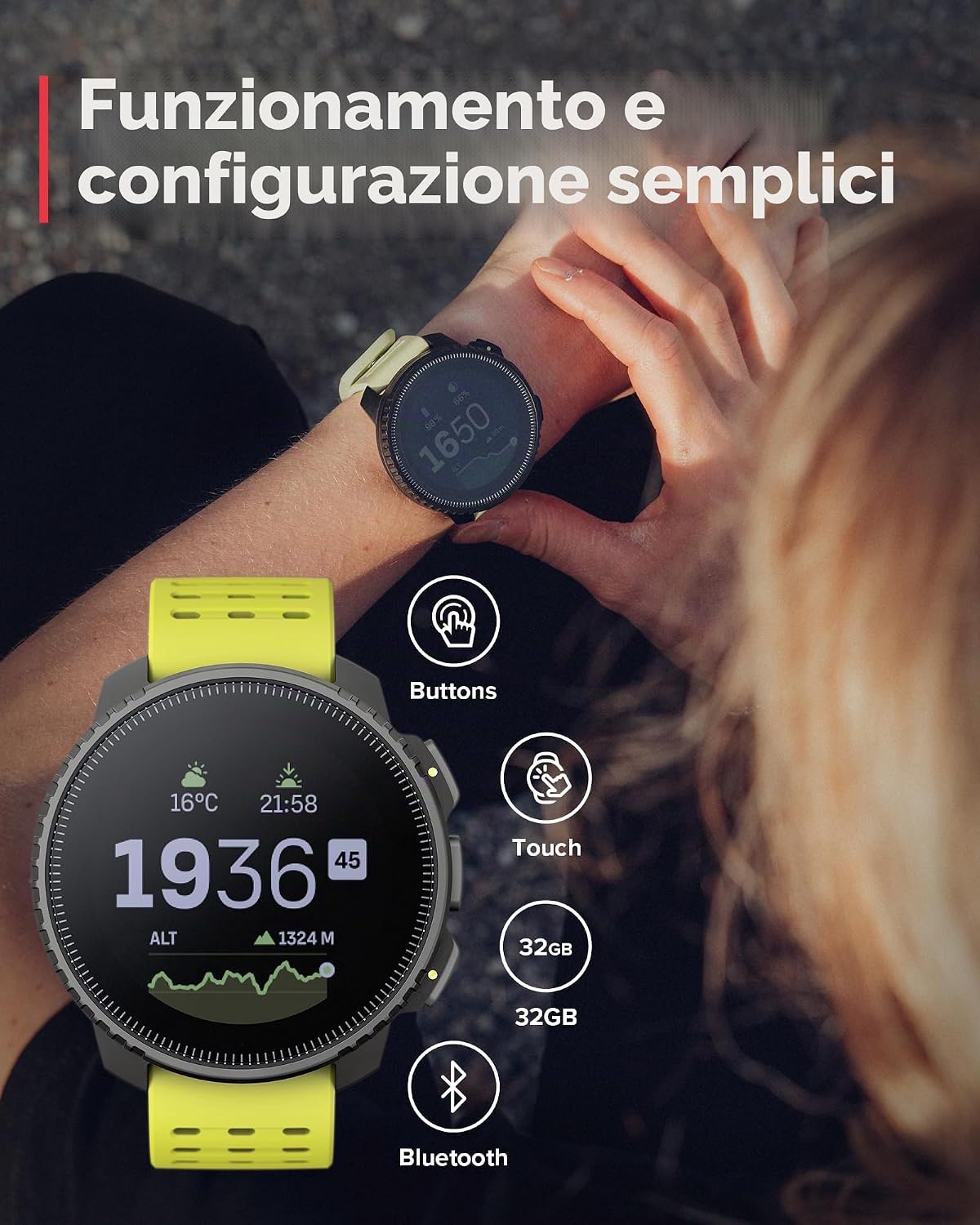 Particolare dellorologio da avventura Suunto Vertical