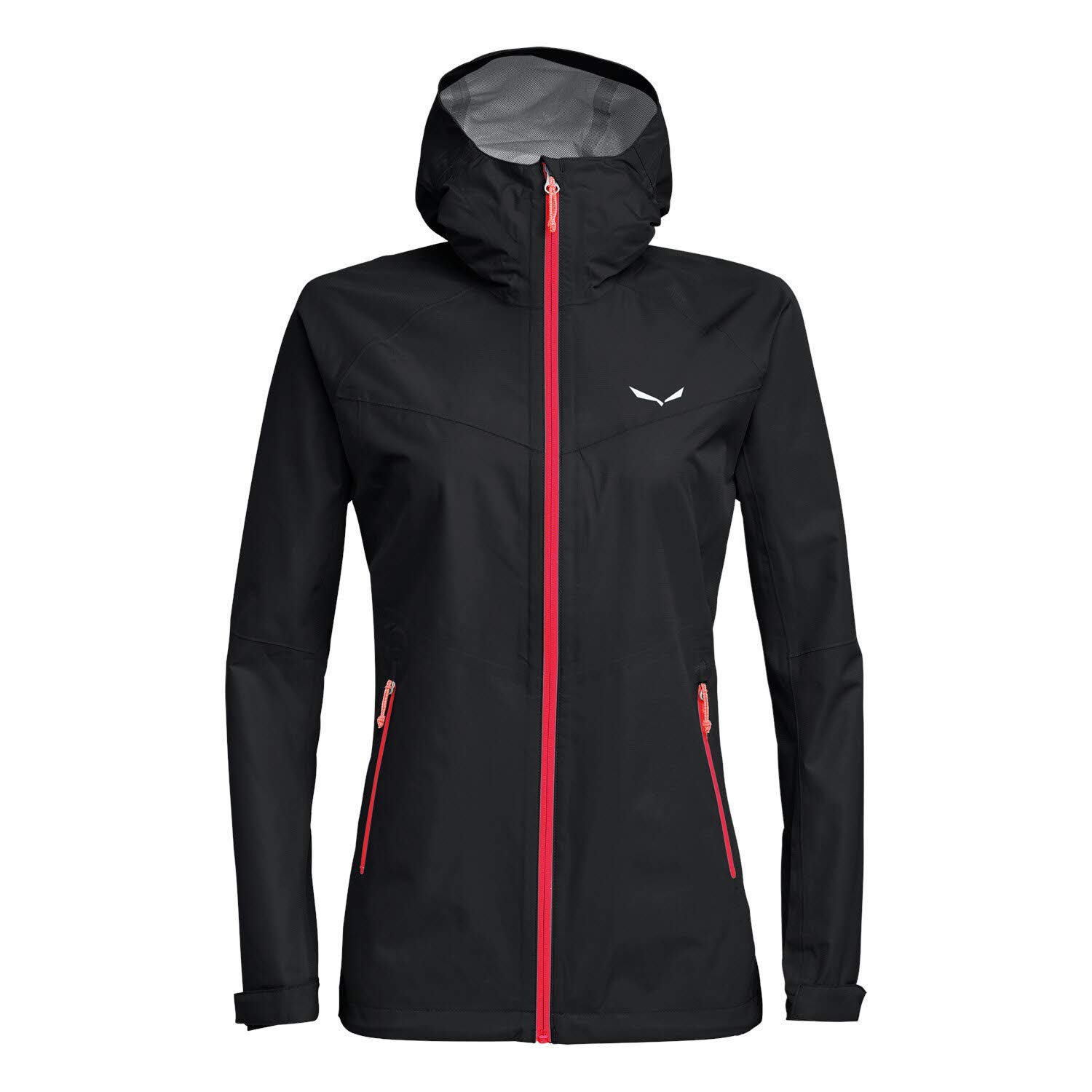Giacca impermeabile donna Salewa Puez Aqua 3 PTX nera con zip rossa