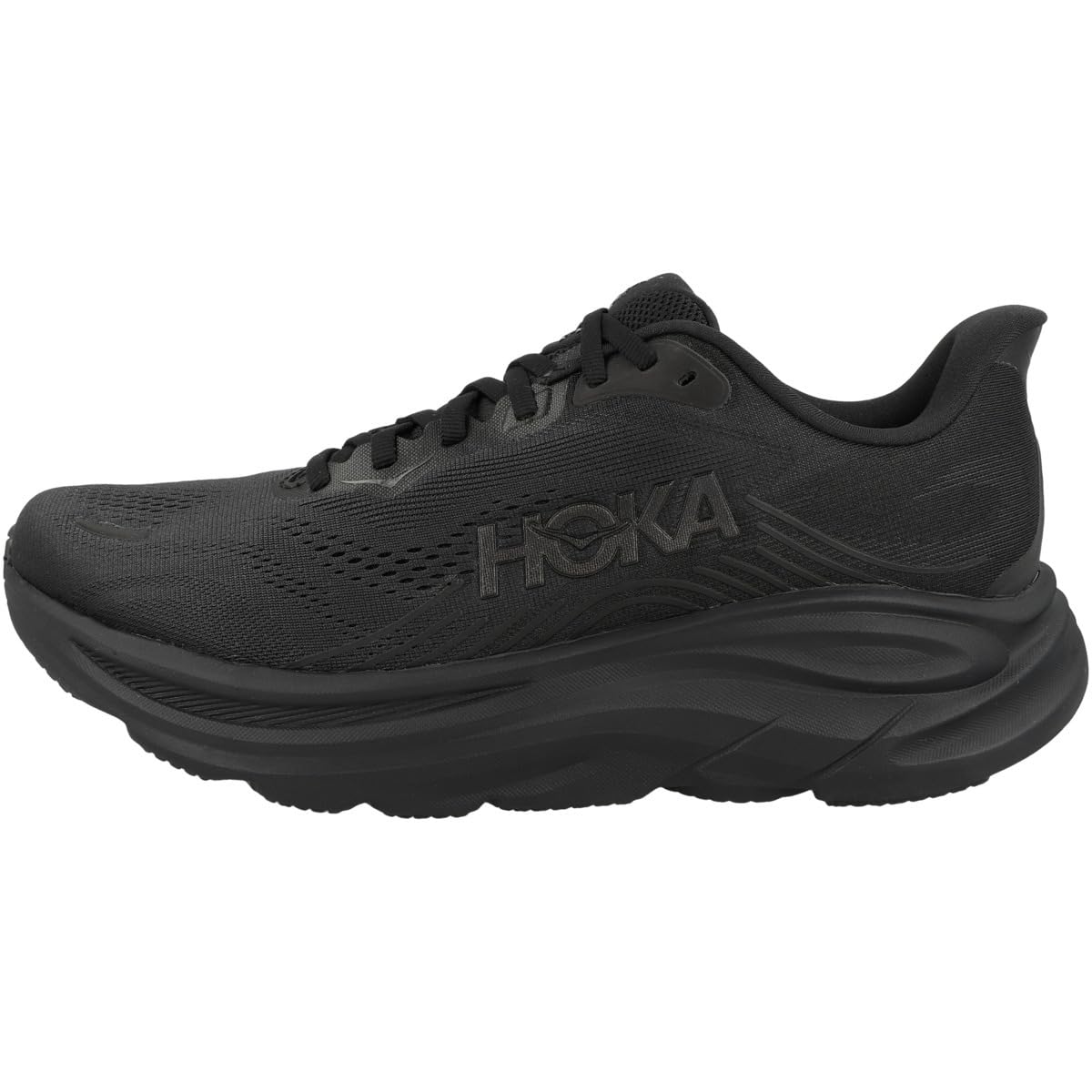 Scarpa running uomo HOKA Clifton 11 nera vista di lato