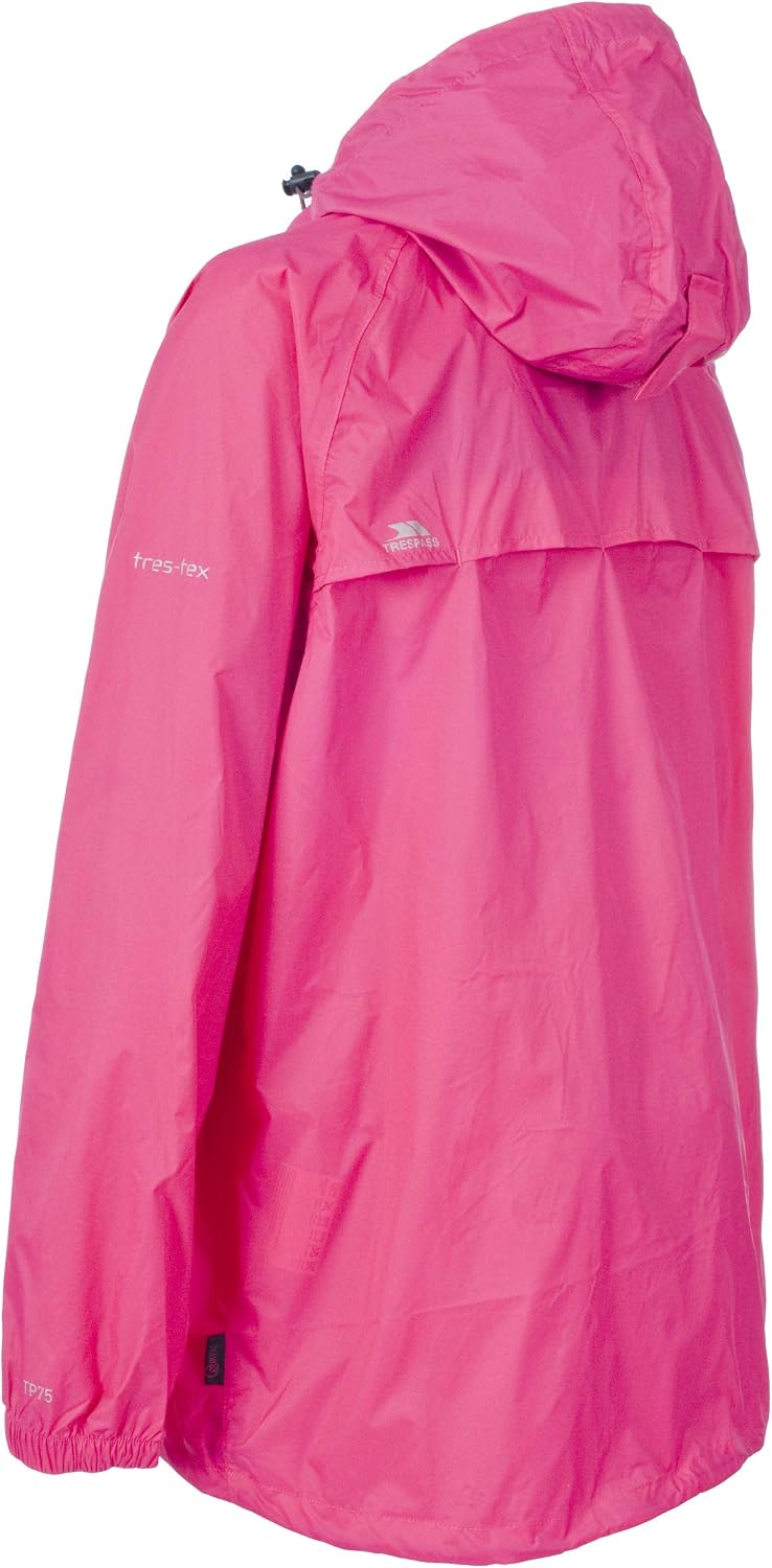 Giacca Trespass Qikpac rosa vista di lato con cappuccio
