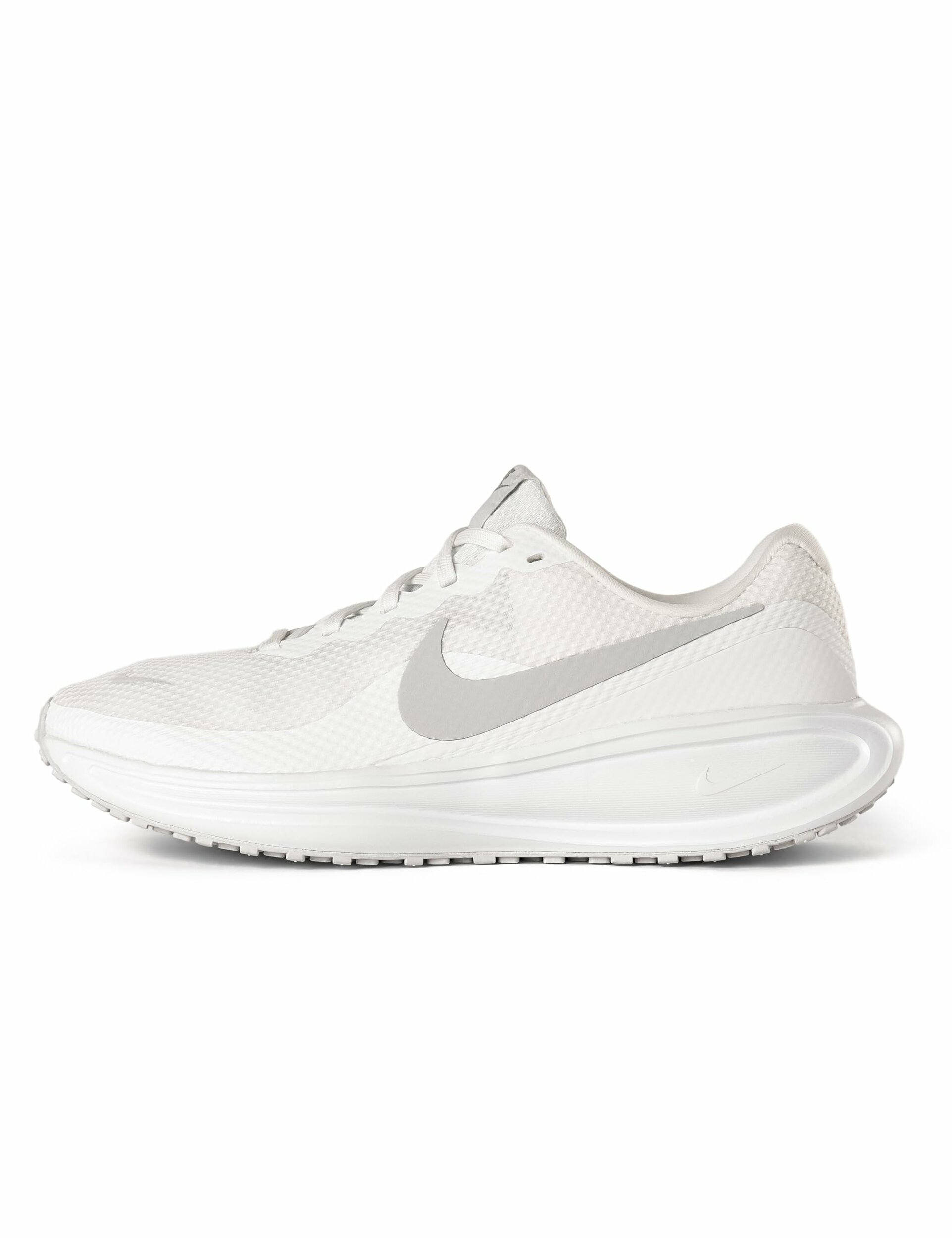 Scarpa running donna Nike Revolution 8 bianca con logo grigio vista di lato