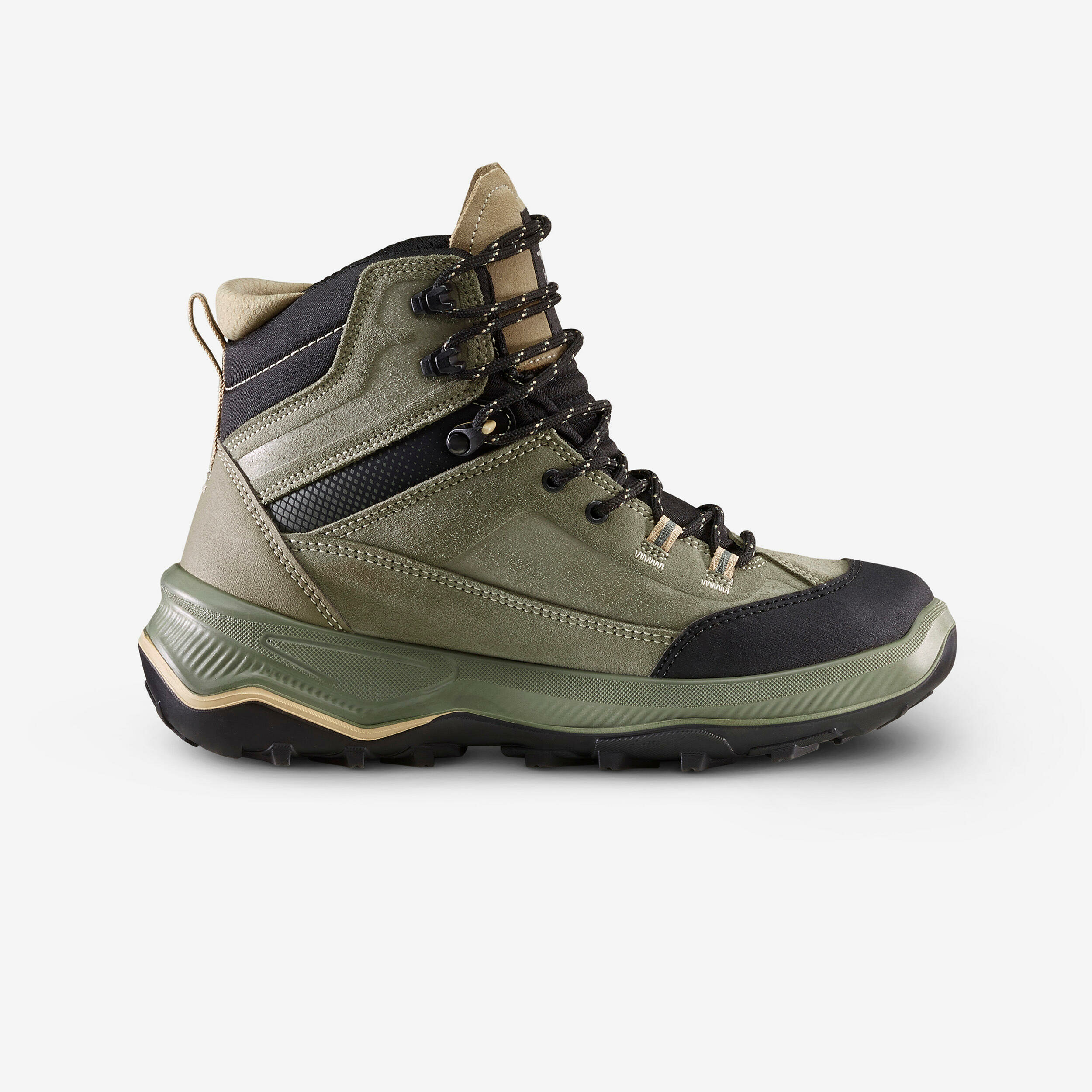 Scarpa da trekking donna Quechua MT100 verde kaki vista dal lato interno