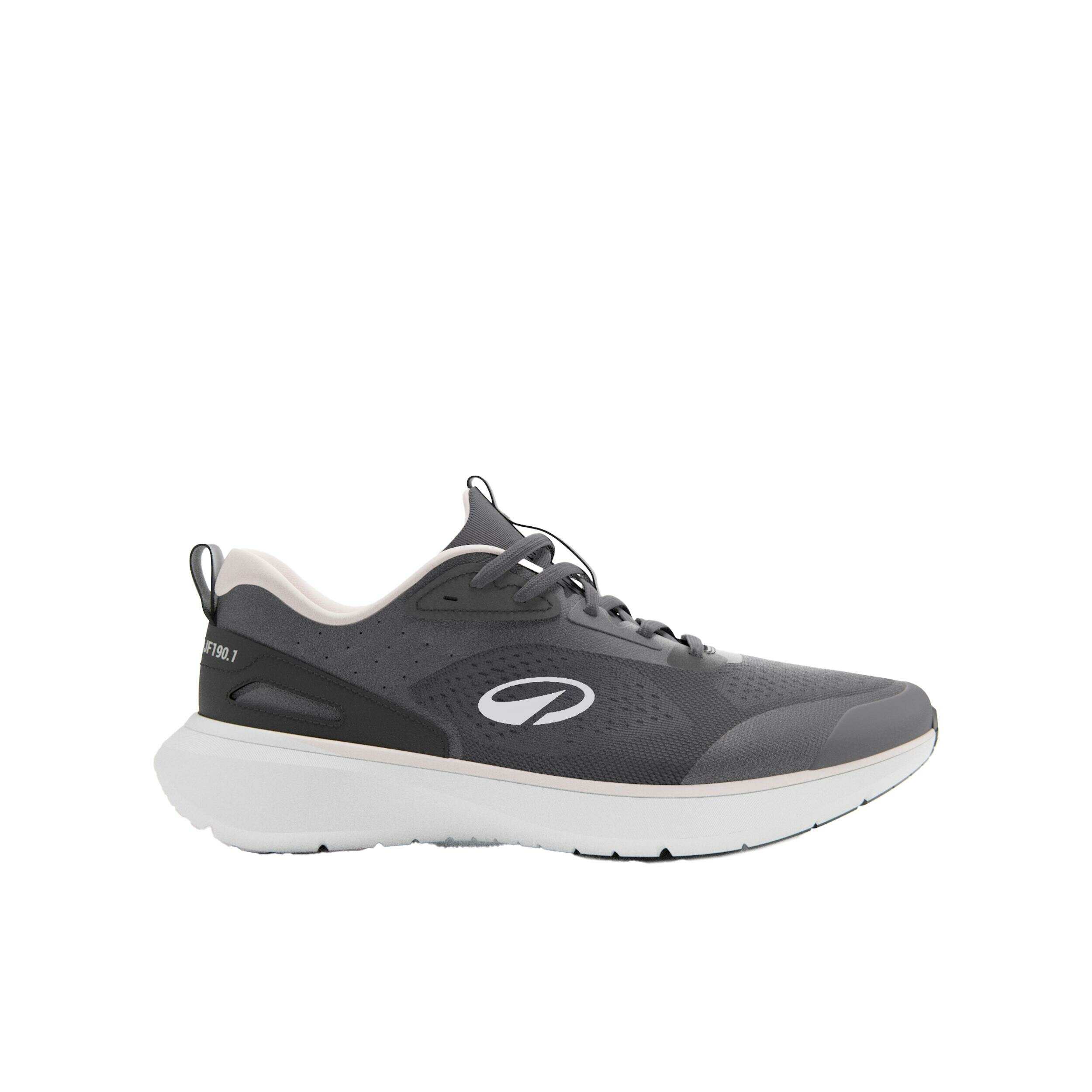 Scarpa Jogflow 190.1 grigio scuro vista di lato con il logo bianco sulla tomaia