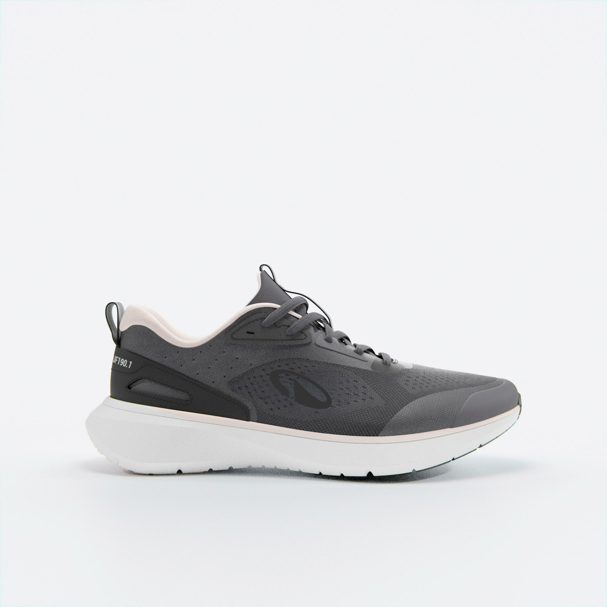 Scarpa Jogflow 190.1 grigio scuro appoggiata su fondo grigio chiaro vista di lato