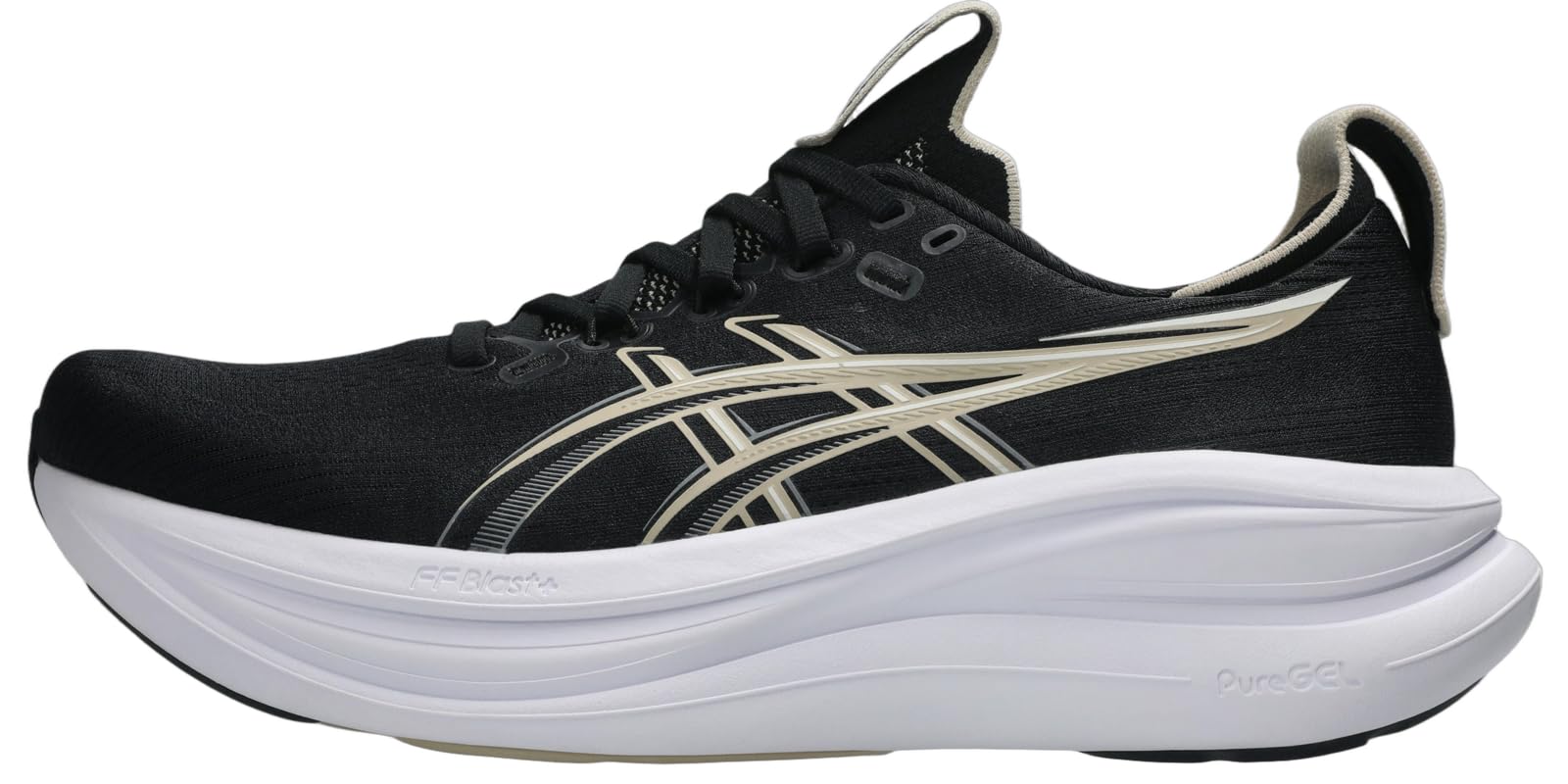 Scarpa running uomo ASICS Gel-Nimbus 28 nera e grigia vista di lato