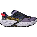HOKA Speedgoat 7 viola vista dal lato interno con logo giallo
