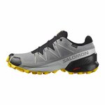 Scarpa da trail Salomon Speedcross Gore-Tex grigia con suola gialla vista di lato