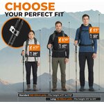 Tre escursionisti di altezze diverse con le due lunghezze dei Trek-Z