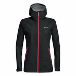 Giacca impermeabile donna Salewa Puez Aqua 3 PTX nera con zip rossa