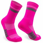 Paio di calze da corsa NORTEI rosa fluo con righe grigie su sfondo bianco