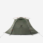 Tenda Simond MT500 vista dal fondo con il logo Simond e gli archi rossi in cima