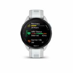 Garmin Forerunner 165 bianco con lo schermo su recupero, stato della variabilità cardiaca e allenamento