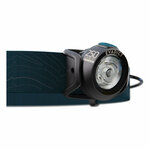 Corpo della frontale Evadict ONTRAIL 250 con la scritta 250 lumen e il pulsante blu