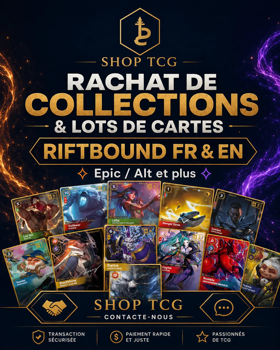 Rachat de cartes Riftbound (Epic et plus) : comment ça marche ?