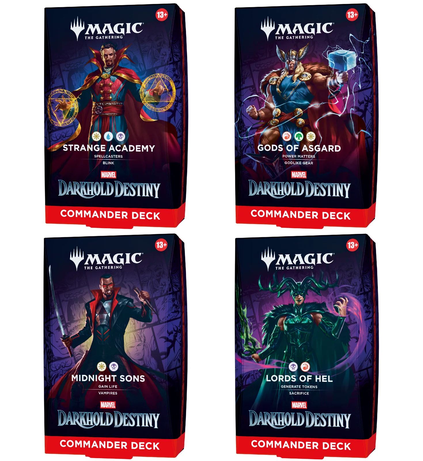 Marvel: Darkhold Destiny Deck commander display (4 decks) - EN