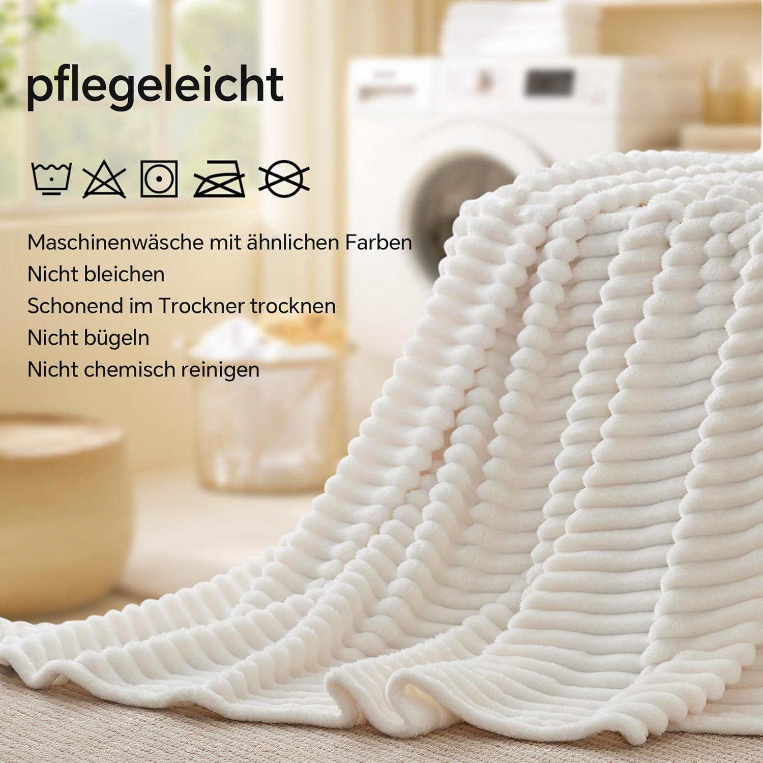 BEDELITE Kuscheldecke Flauschig Deko Decke für Sofa, Cremeweiß, 125x150 Cremeweiß 125 x 150 cm 6