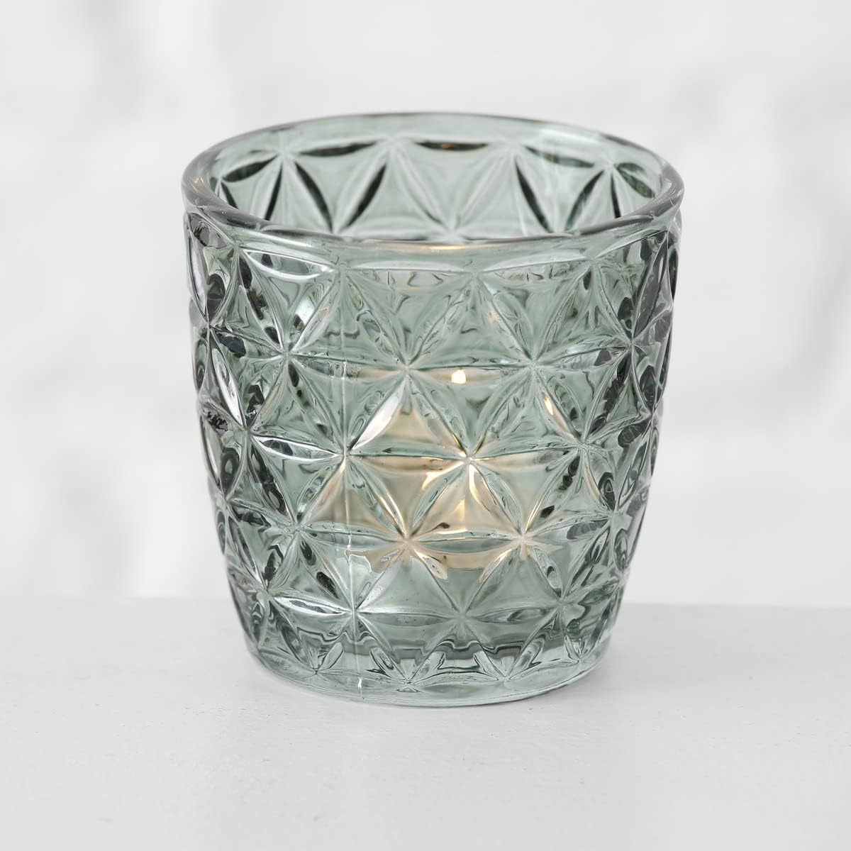 Windlicht Marilu 4-tlg. aus Glas, grün, lackiert mit Relief, rund 4