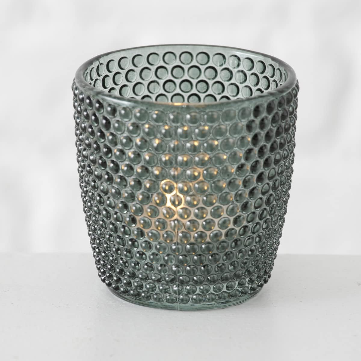 Windlicht Marilu 4-tlg. aus Glas, grün, lackiert mit Relief, rund 5